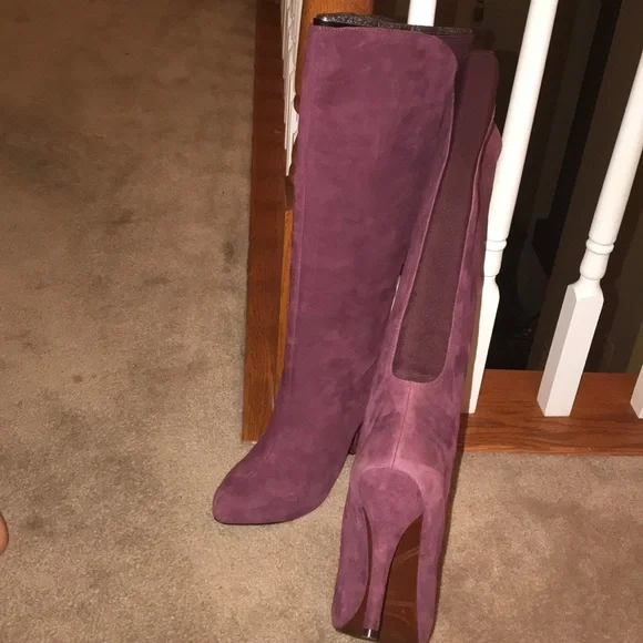 Enzo Angiolini NWT burgundy real suede elasticized calfplatform boots …